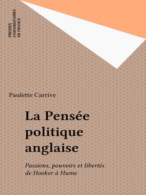 cover image of La Pensée politique anglaise